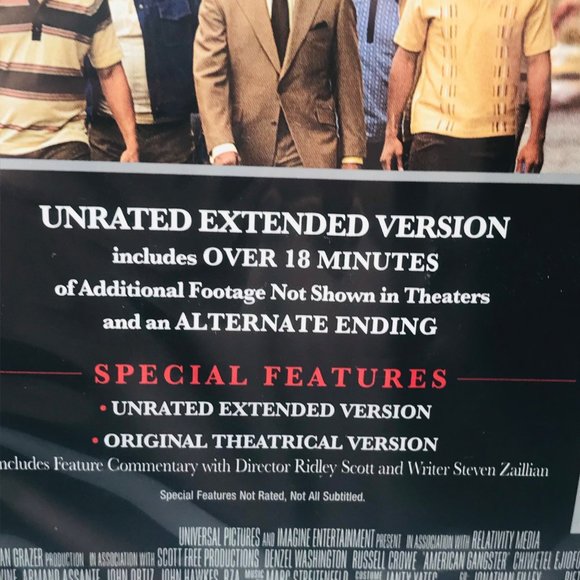 American Gangster DVD 2009 Denzel Washington Not Wrapped But End Seal Intact - Picture 9 of 10